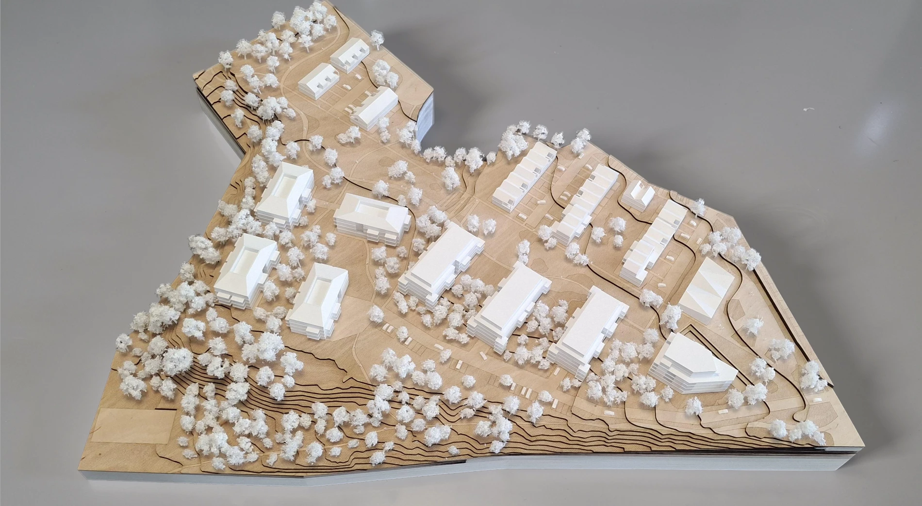 Maquette physique bois concours vue dessus Talant AAA Group