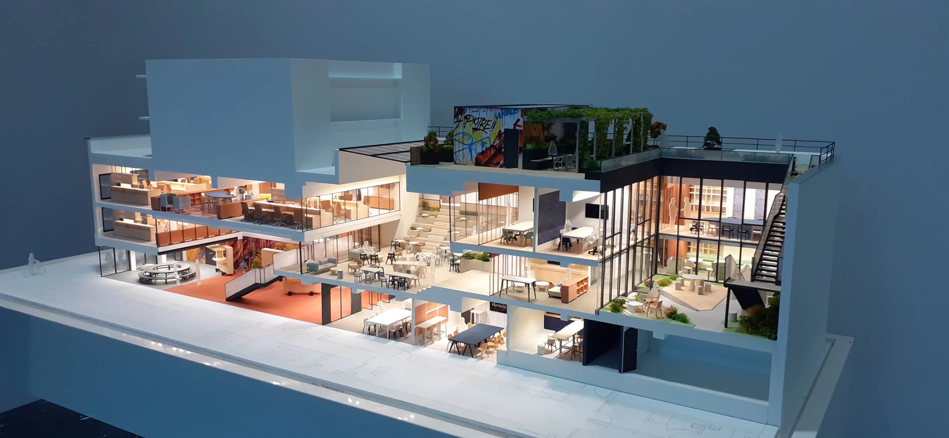 maquette physique architecture interieure atelier fau vue globale projet novaxia