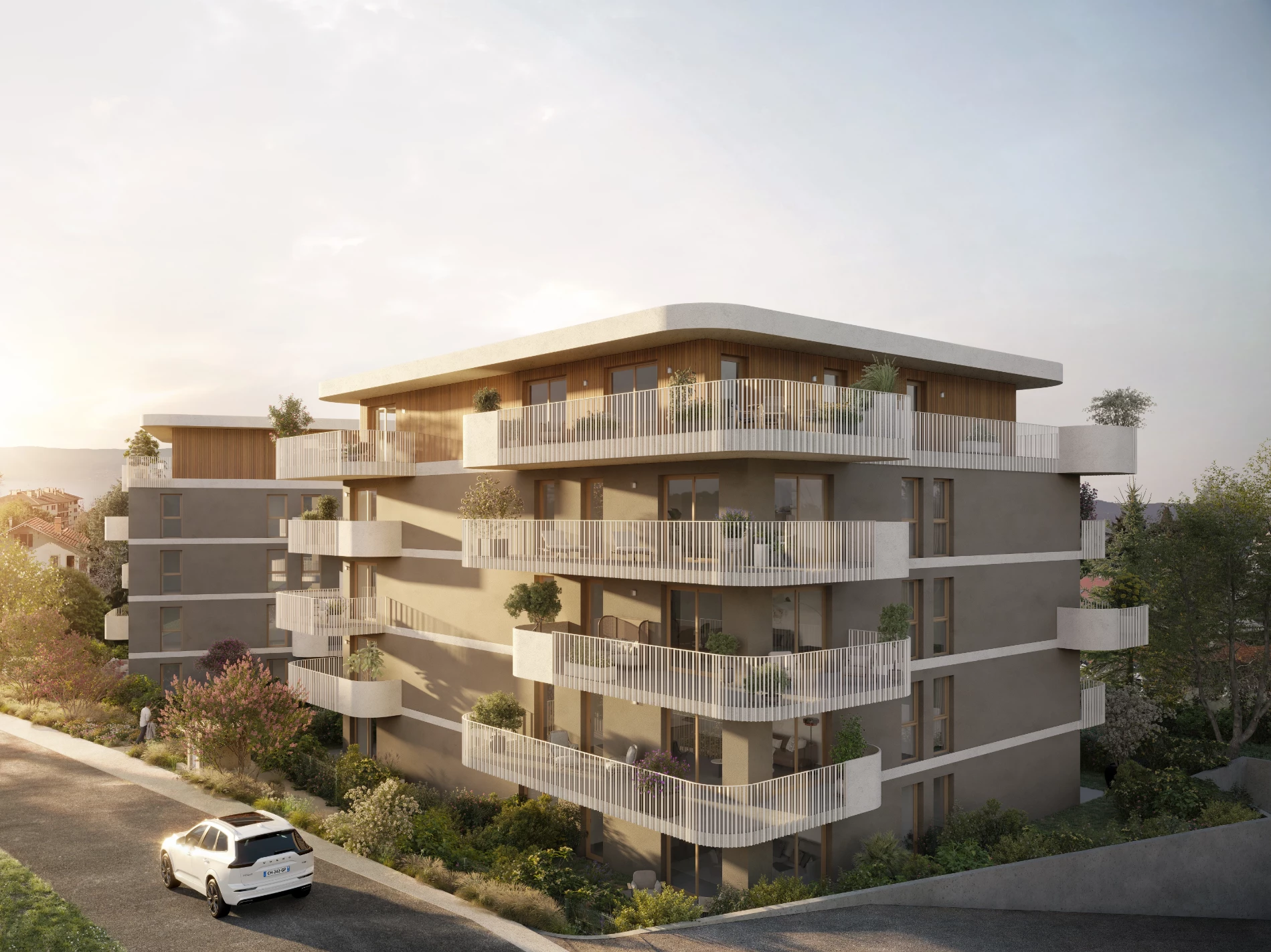 perspective 3d exterieure promotion immobiliere vue rue atelier fau