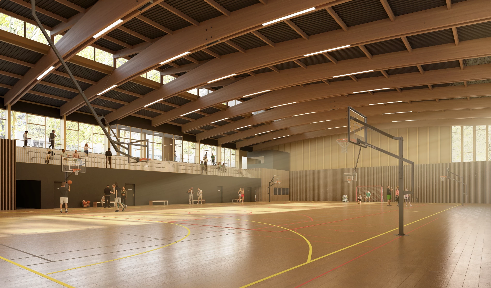 perspective 3d interieure concours vue interieure gymnase unanime atelier fau