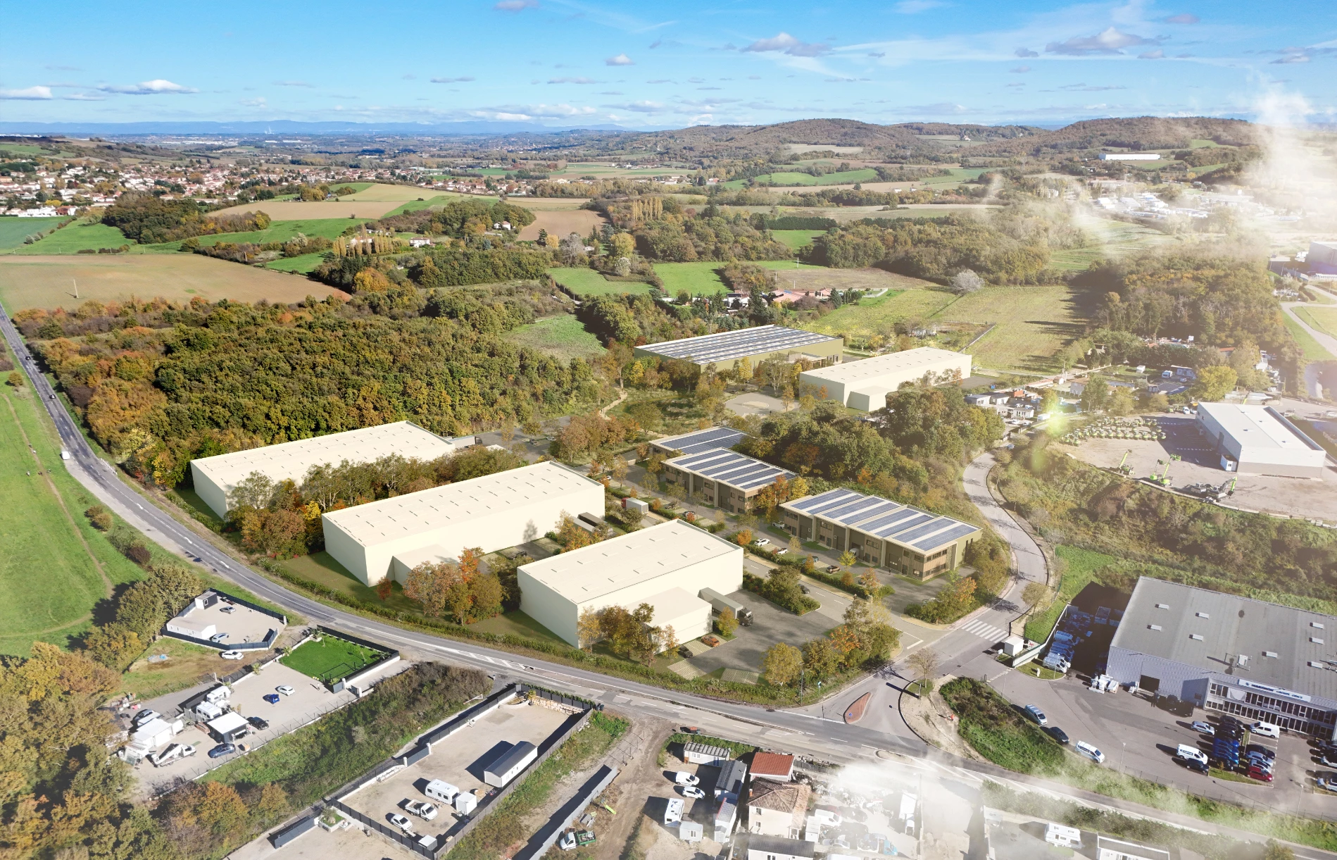 perspective 3d aerienne vue globale concours communay atelier fau