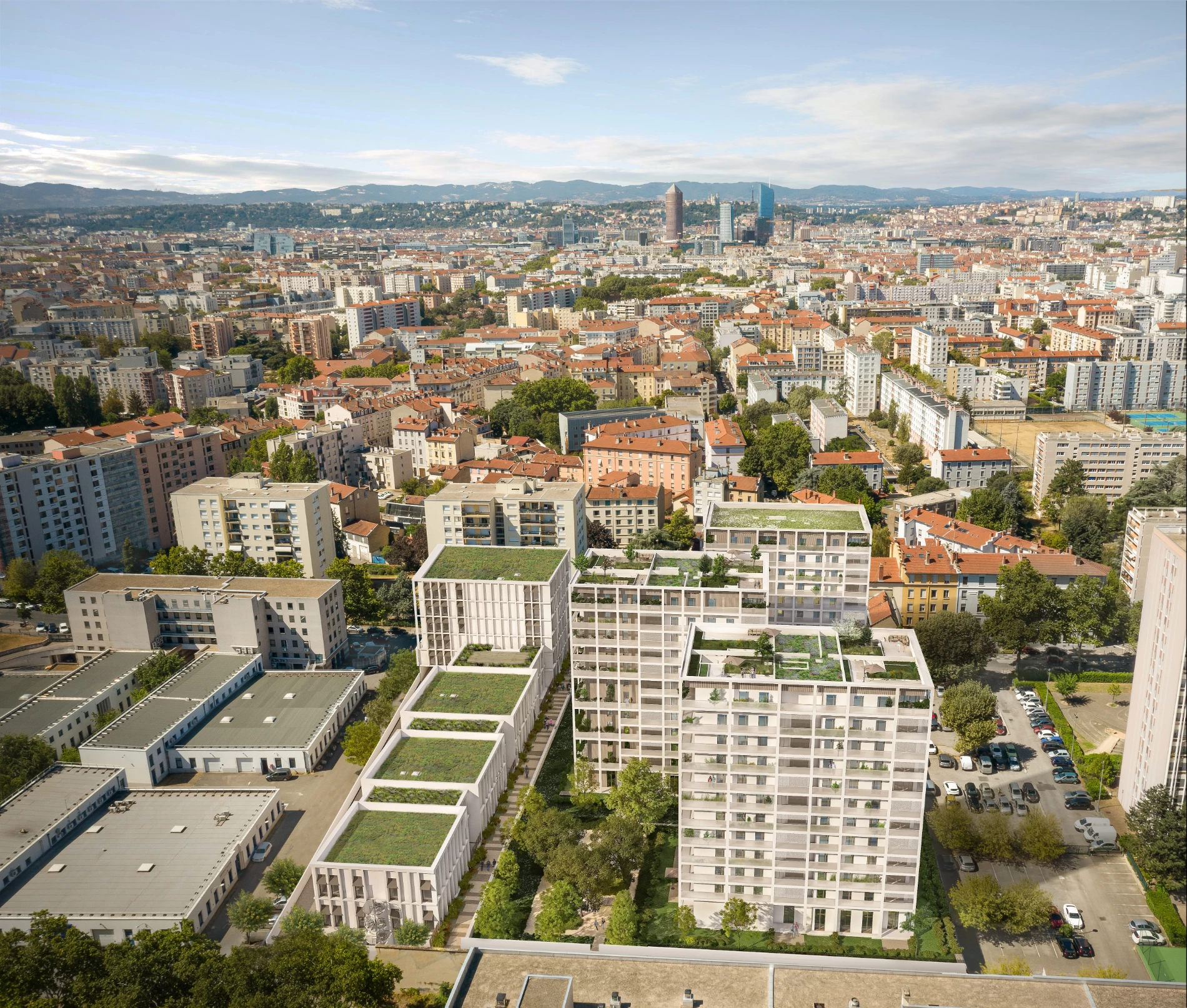 perspective 3d aerienne promotion immobiliere atelier fau vinci