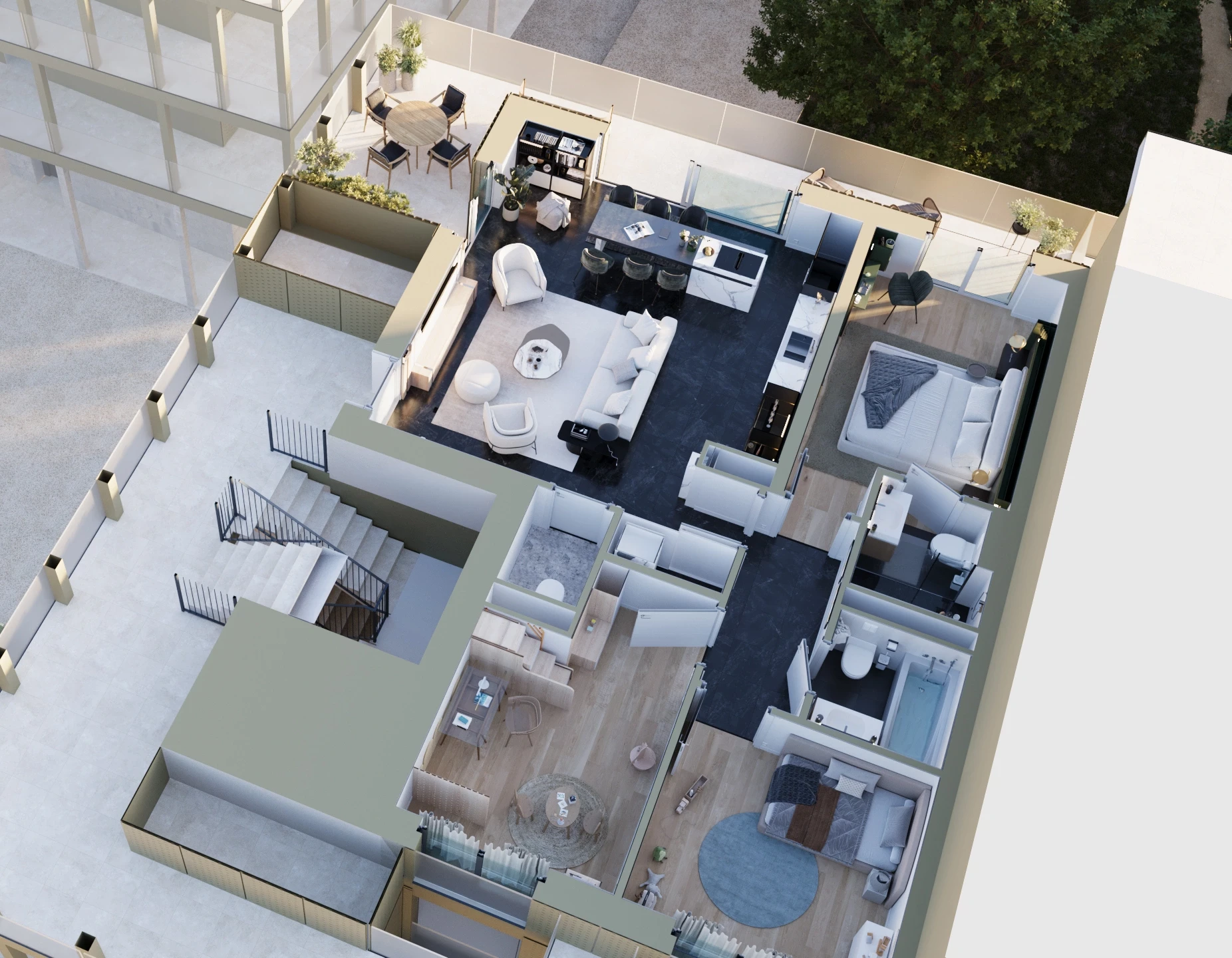 plan de vente 3d studio fau vue axo T4 promotion immobiliere cedrimo