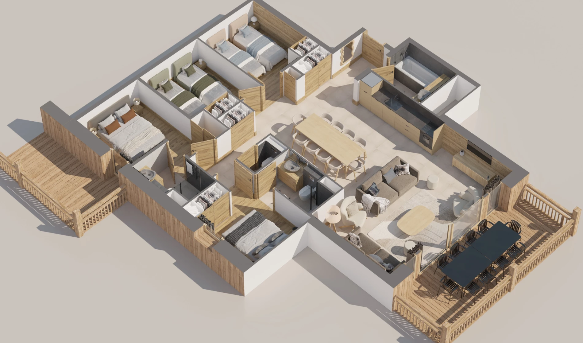 plan de vente 3d residence hotelliere studio fau