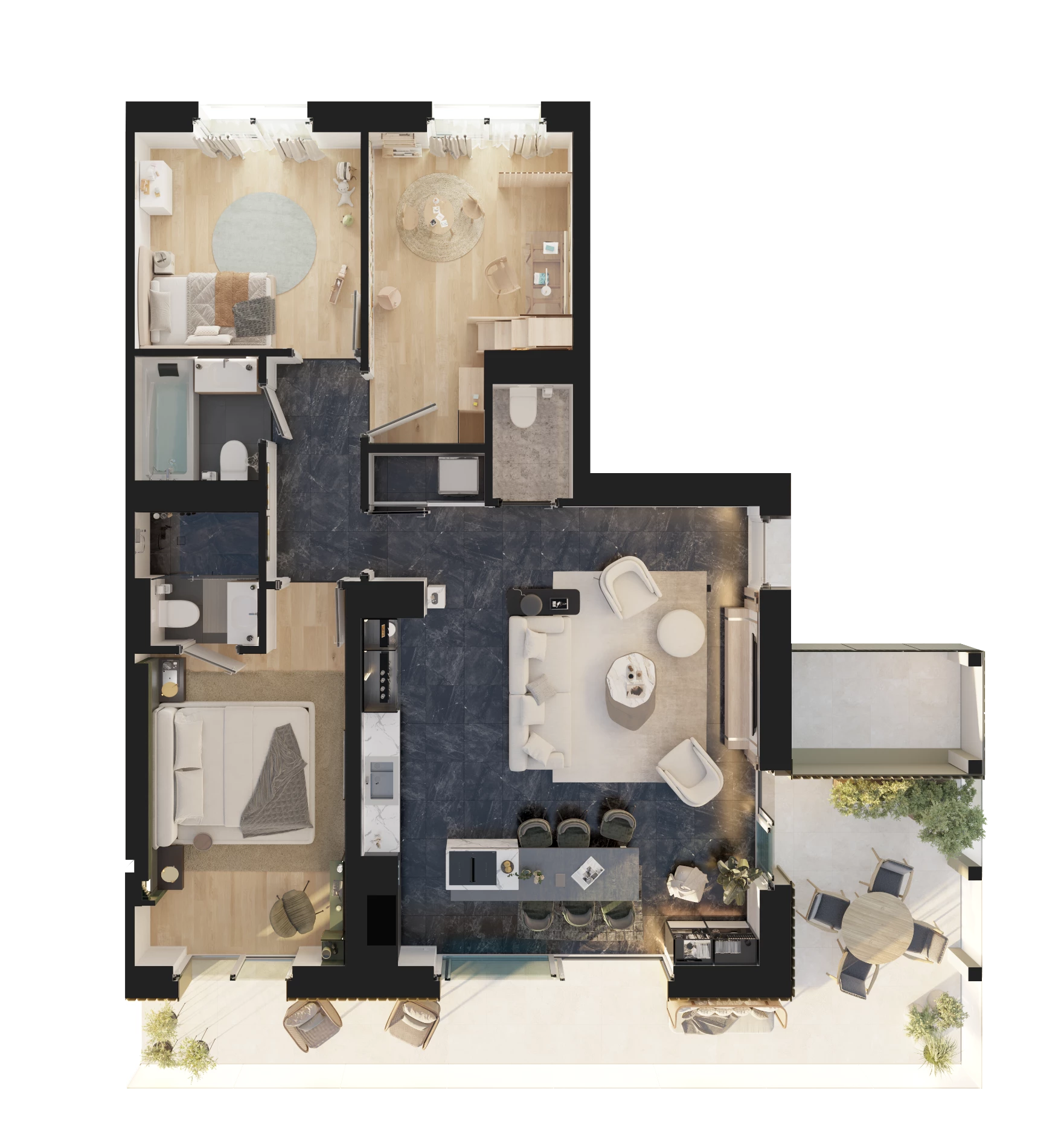 plan de vente 3d studio fau vue 2d promotion immobiliere cedrimo