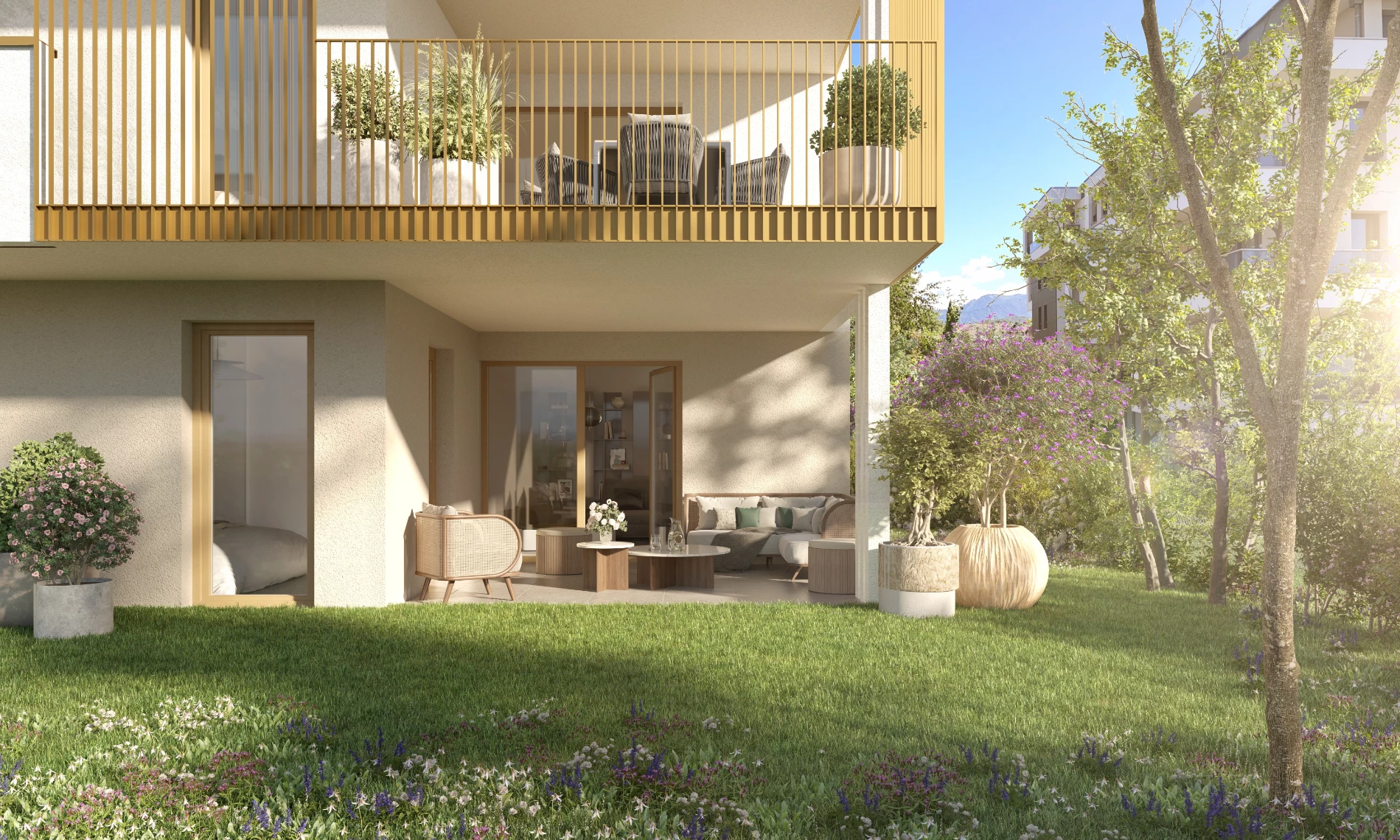 perspective 3d terrasse vue rez de jardin plurimmo atelier fau
