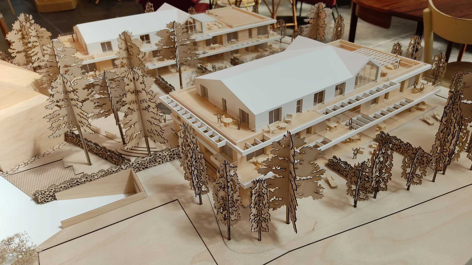 maquette bois architecture vue exterieure